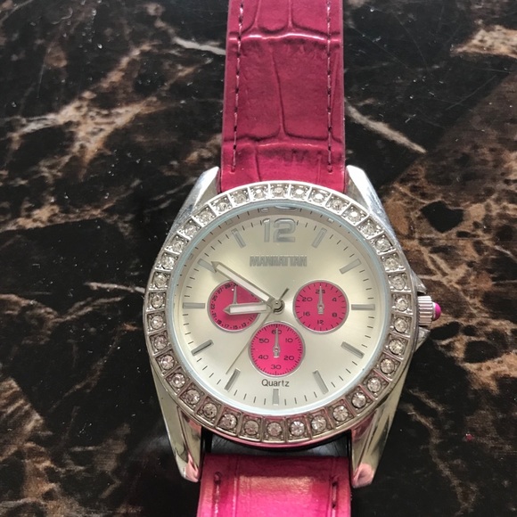 Silver and crystal and pink watch. - Picture 2 of 5